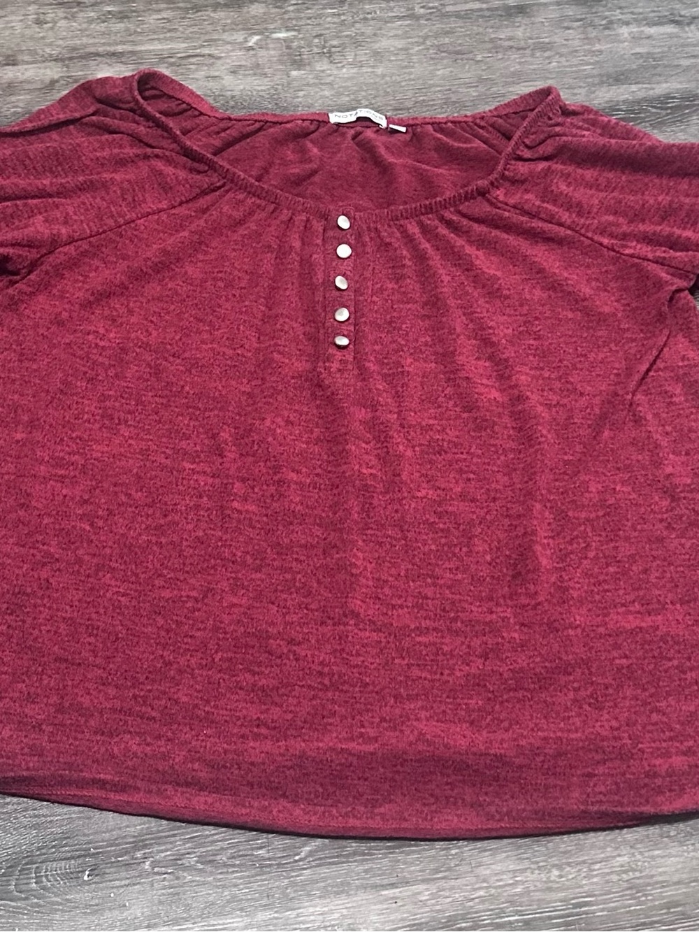 Notations Marled Red quarter Sleeve Henley Top - Picture 2 of 4